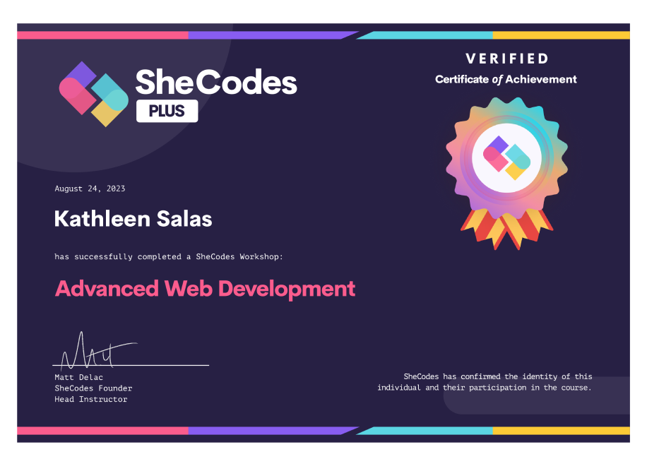 SheCodes cert 1